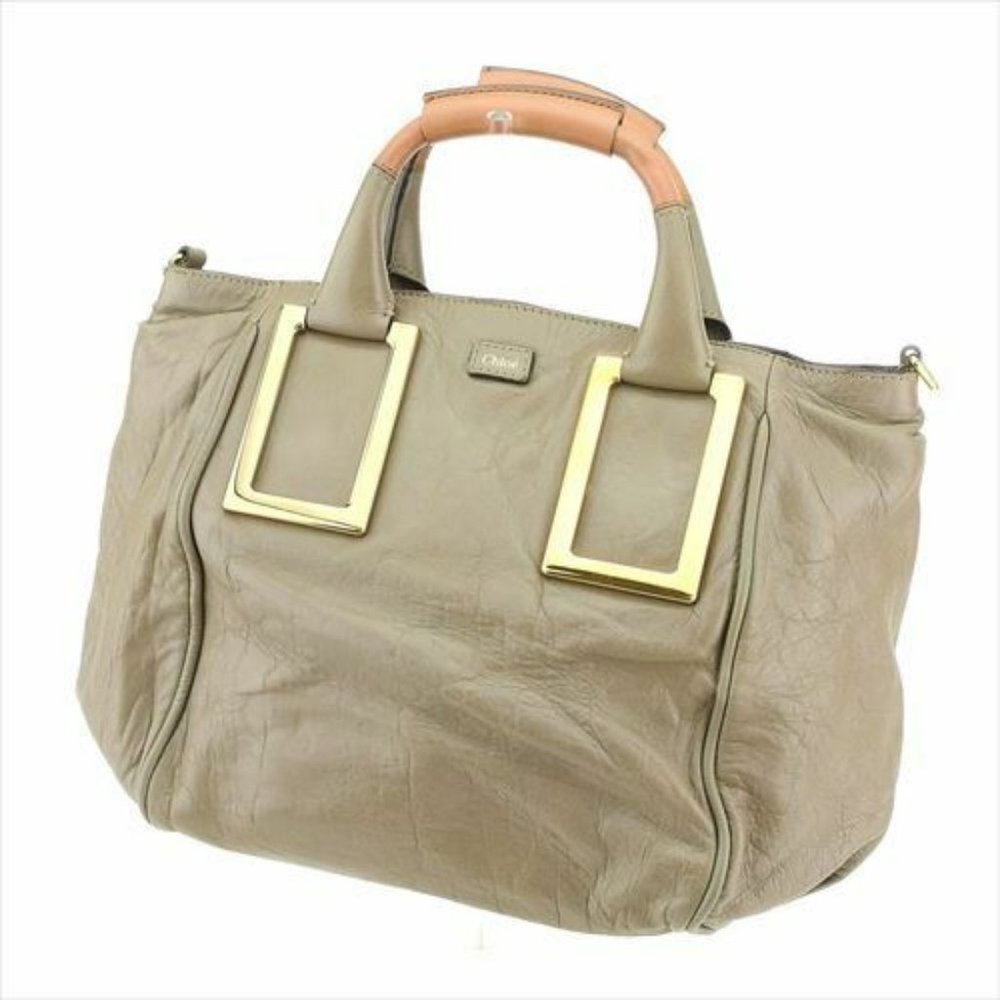Chloe Hand bag Beige leather Woman Authentic Used S1008